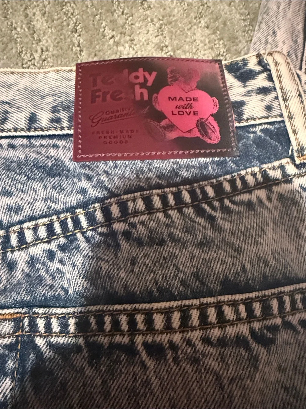 Teddy Fresh Pink Acid-Wash Boyfriend Jeans